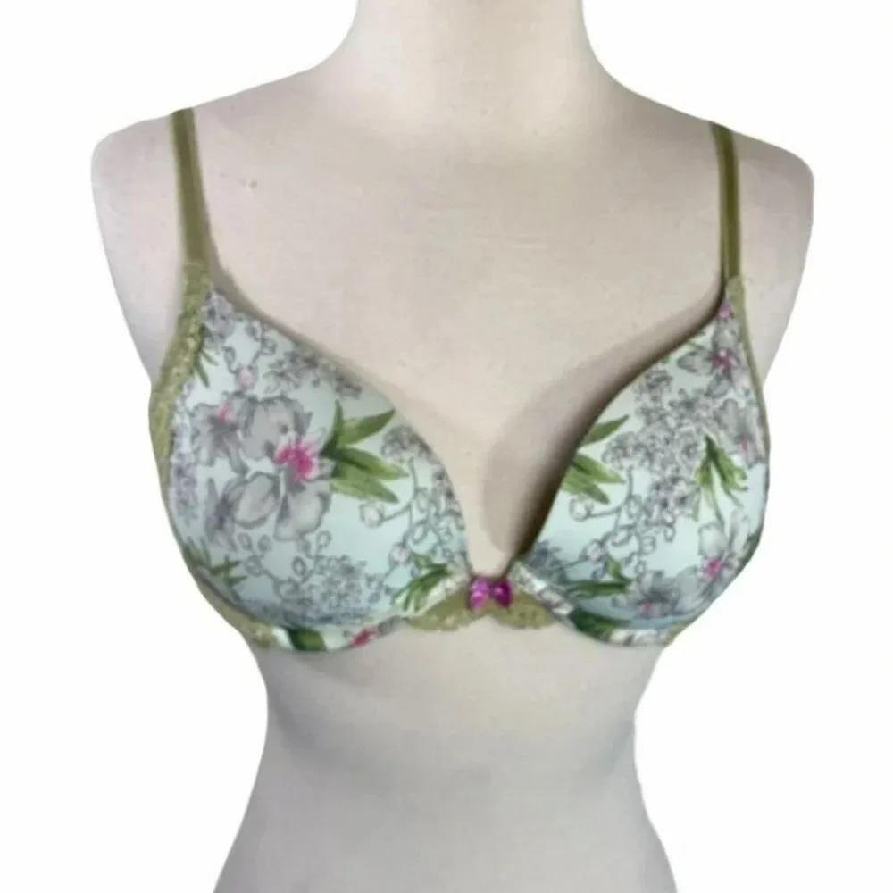 Victoria Secrets Dream Angels 36B green floral‎ bra